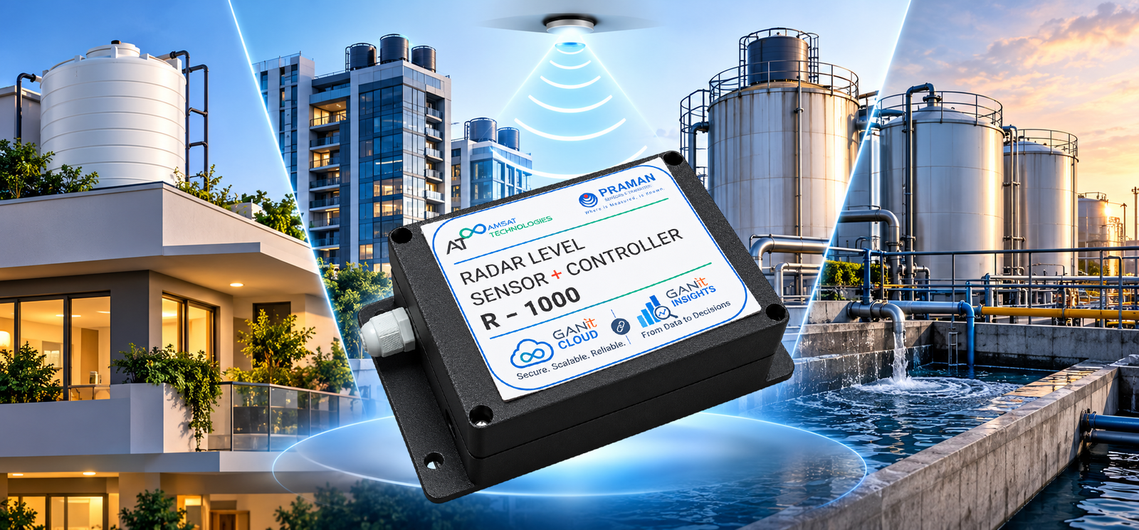 PRAMAN R-1000 — smart water sensing across residential, commercial, and industrial environments.